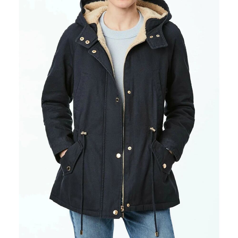 NEW Collection B Lightweight Twill Hooded Anorak Jacket Graphite Womens Size S